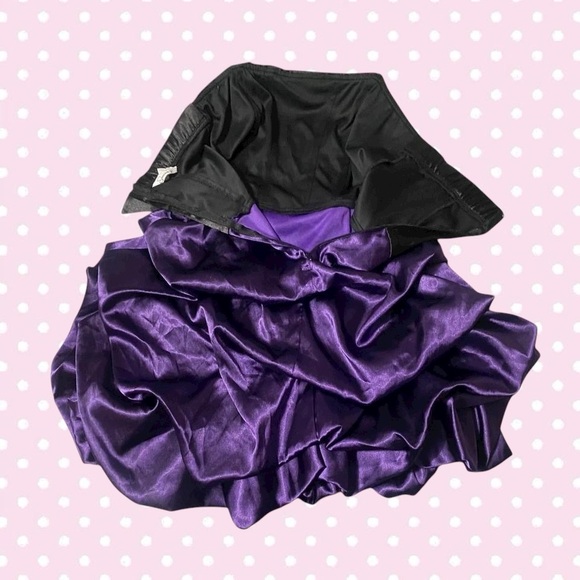 Vintage Y2K Purple & Black Mini Sleeveless Ruffled Dress with Bow Detail - Picture 4 of 6